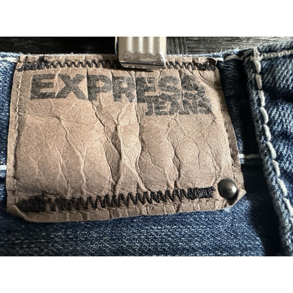 Express Mens 34x31 Jeans Classic Low Rise Boot Cut Kingston Denim *see Note* - Picture 14 of 16